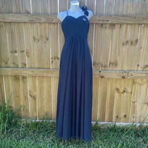 Bill Levkoff navy rouched top with spaghetti strap Bridesmaids dress